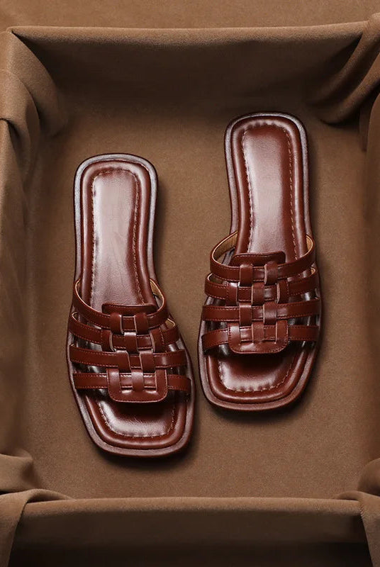 Navi Leather Slides | Hand-Woven, Vegan Friendly, Cushioned Insole 6
