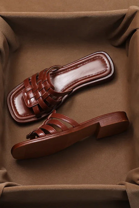 Navi Leather Slides | Hand-Woven, Vegan Friendly, Cushioned Insole 8