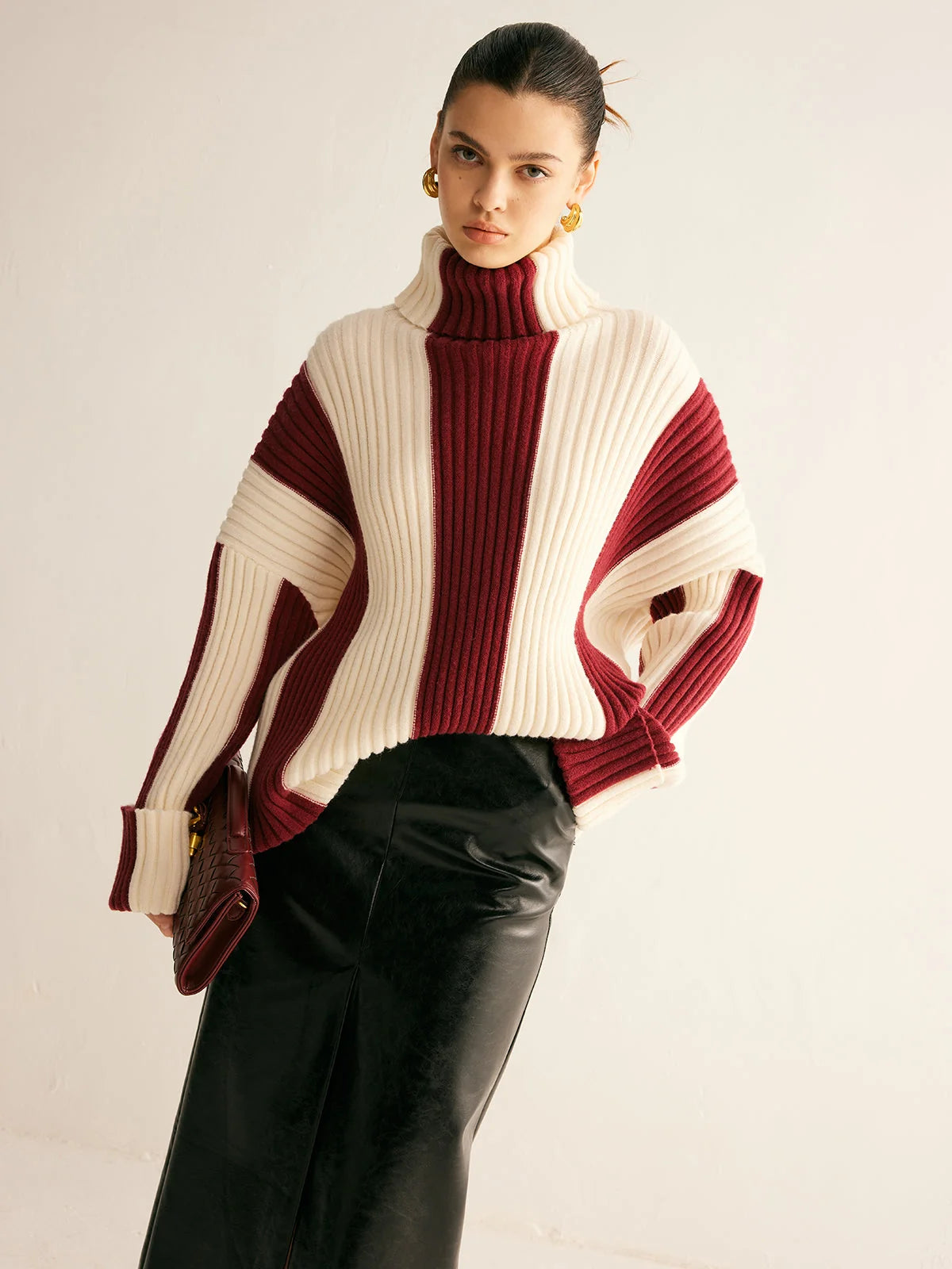 Nora Colour-Block Sweater for Women | Ribbed Knit, Hip Length 0