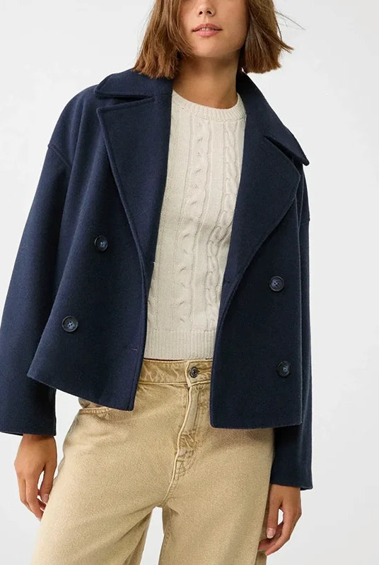 Nora Women's Coat | Cropped, Double-Breasted, Notched Lapels 3