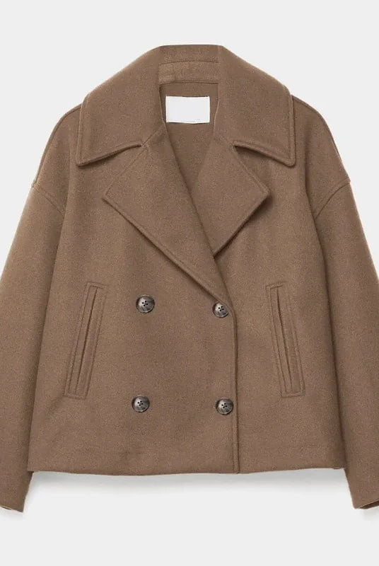 Nora Women's Coat | Cropped, Double-Breasted, Notched Lapels 5