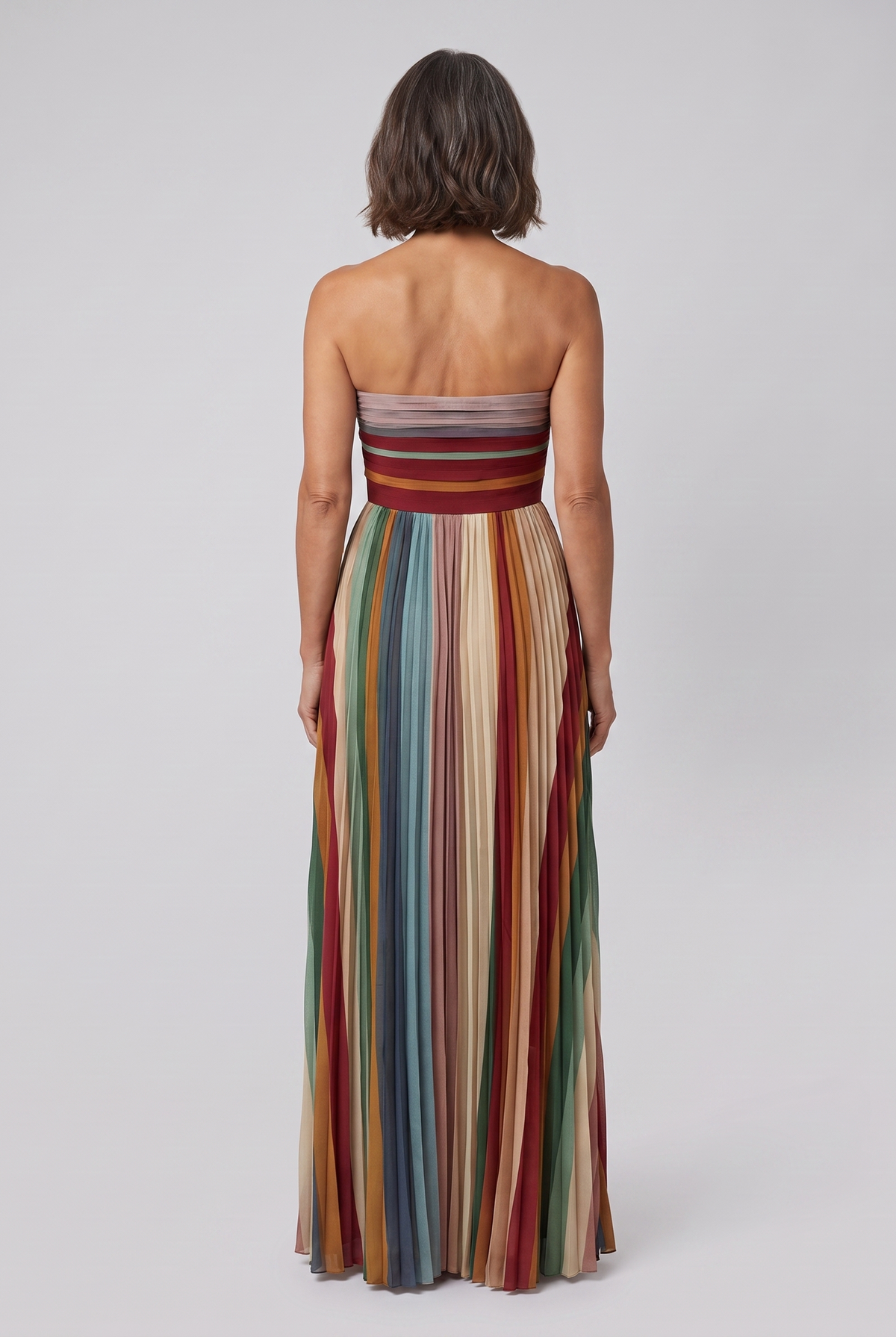 Pavita pleated strapless striped maxi dress 3