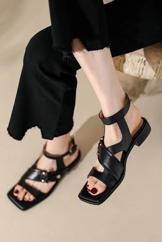 Pavla Leather Sandal | Genuine Leather, Adjustable Ankle Strap 1