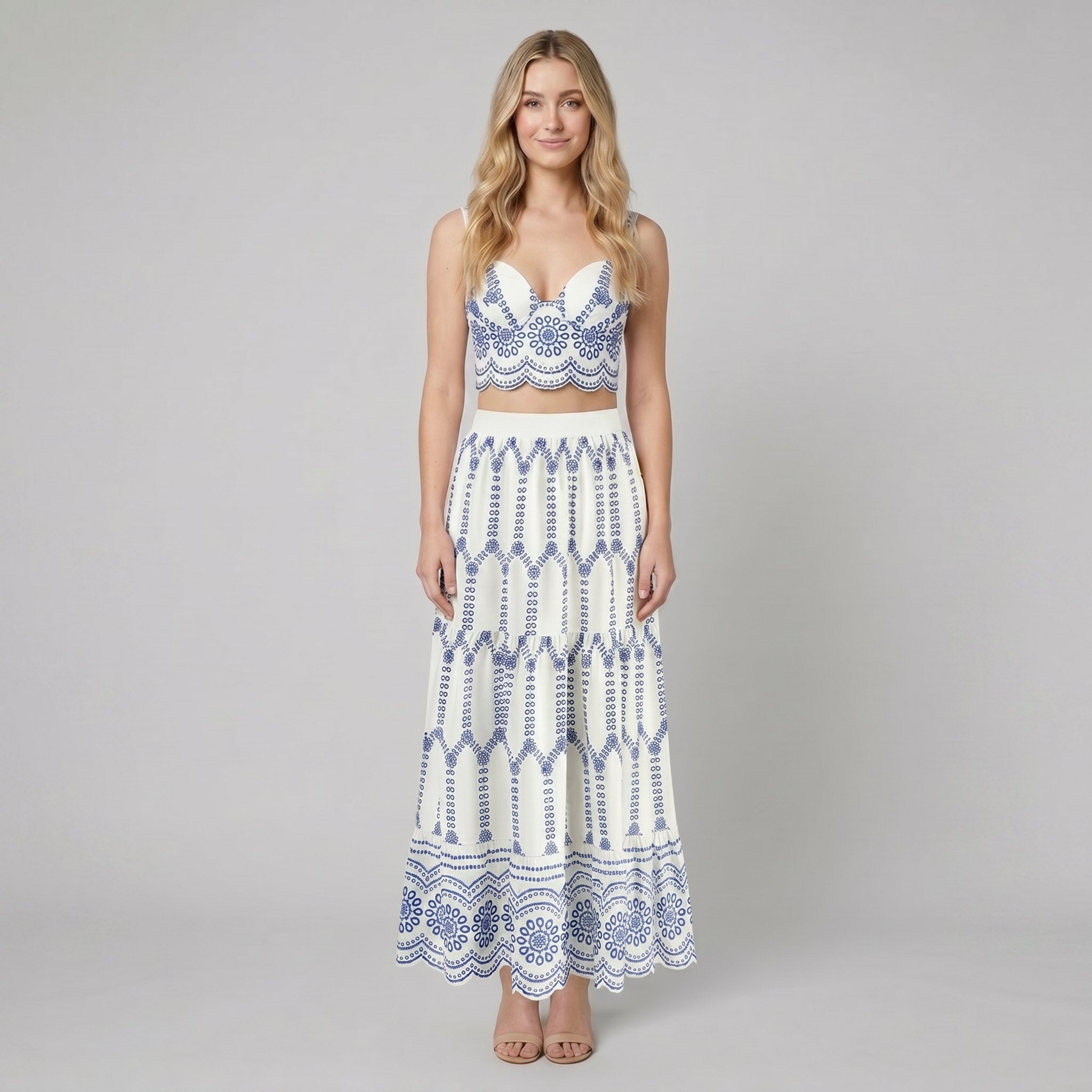 Pinta Skirt Set | Printed Polyester, Tie Back Design 0