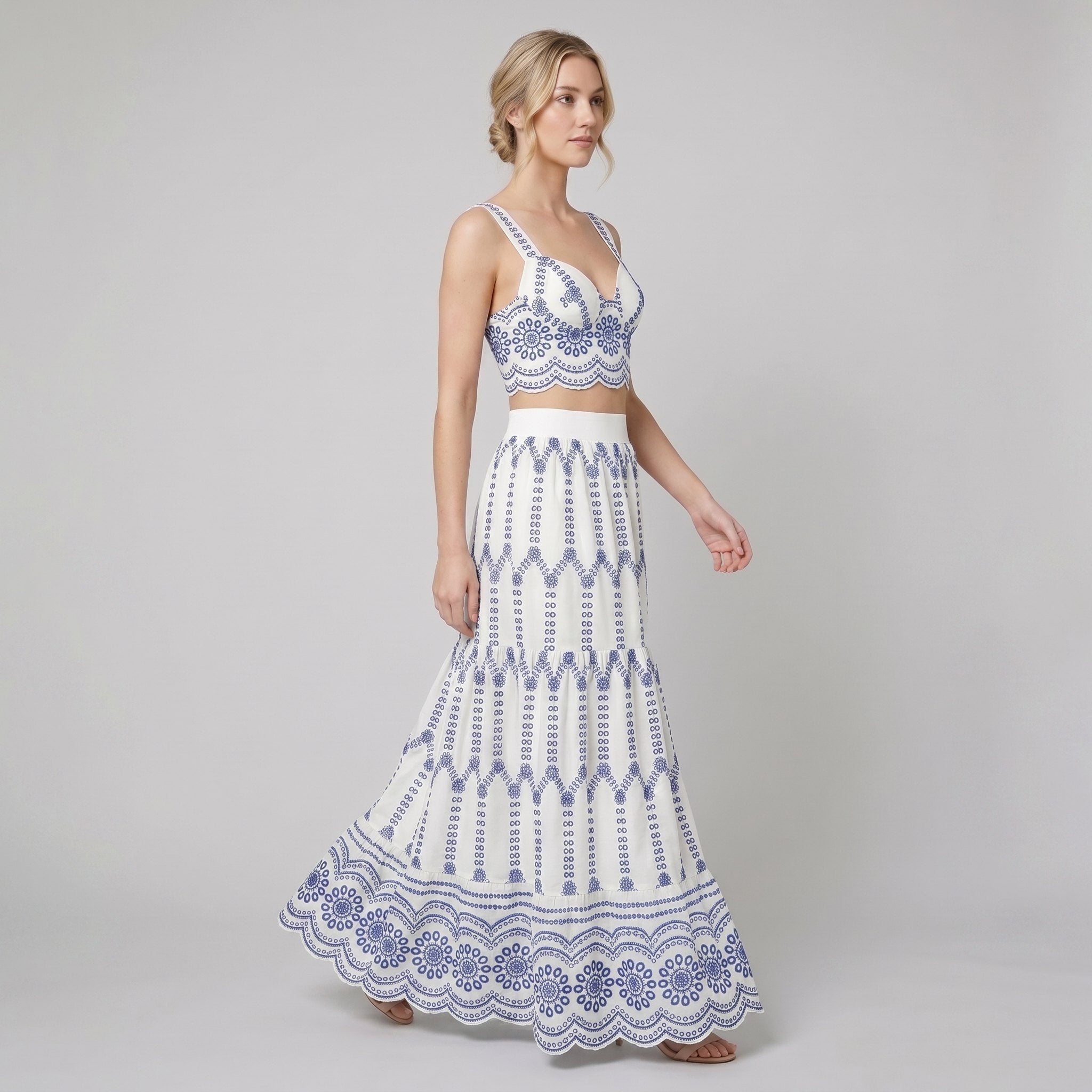 Pinta Skirt Set | Printed Polyester, Tie Back Design 1