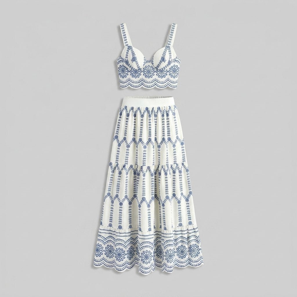 Pinta Skirt Set | Printed Polyester, Tie Back Design 2