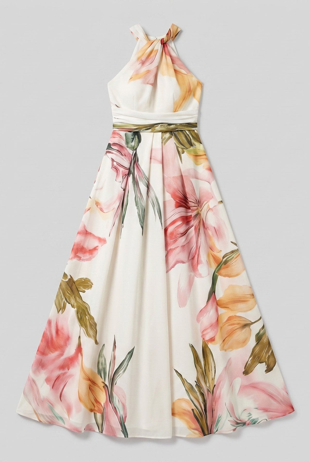 Emeline halter neck gown with watercolour floral print 5
