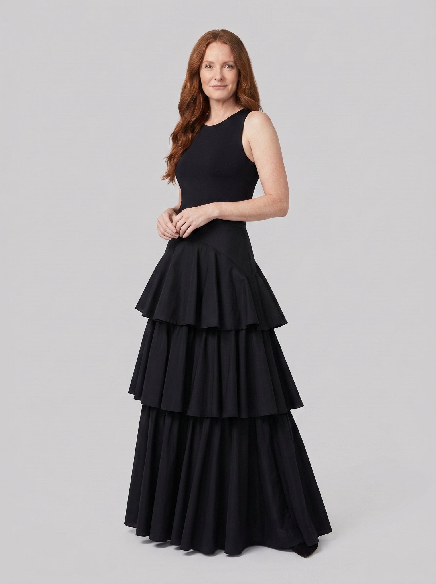 Rielle Maxi Skirt | Pleated Tiered, Lined Design, Elastic Panels 1