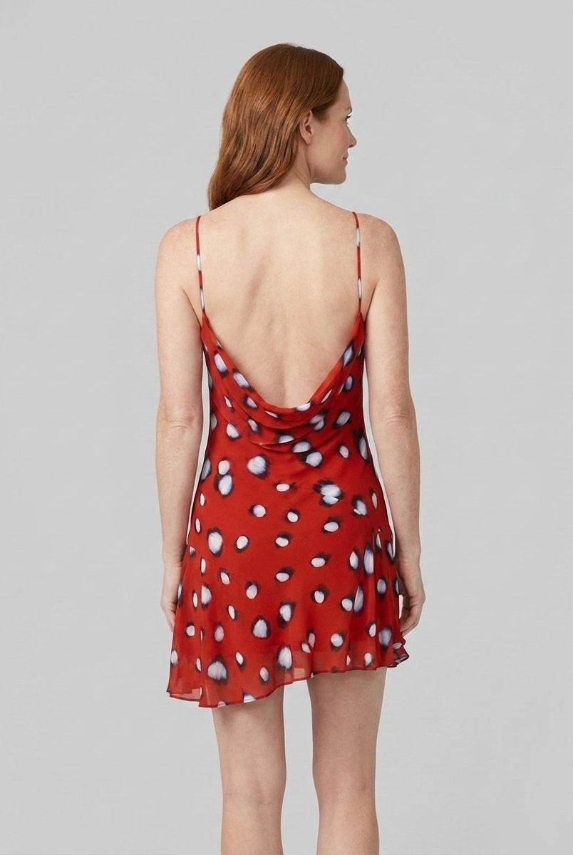 Rivella Women's Dress | Red Butterfly Print, Cowl Neckline, Summer Cocktail 3