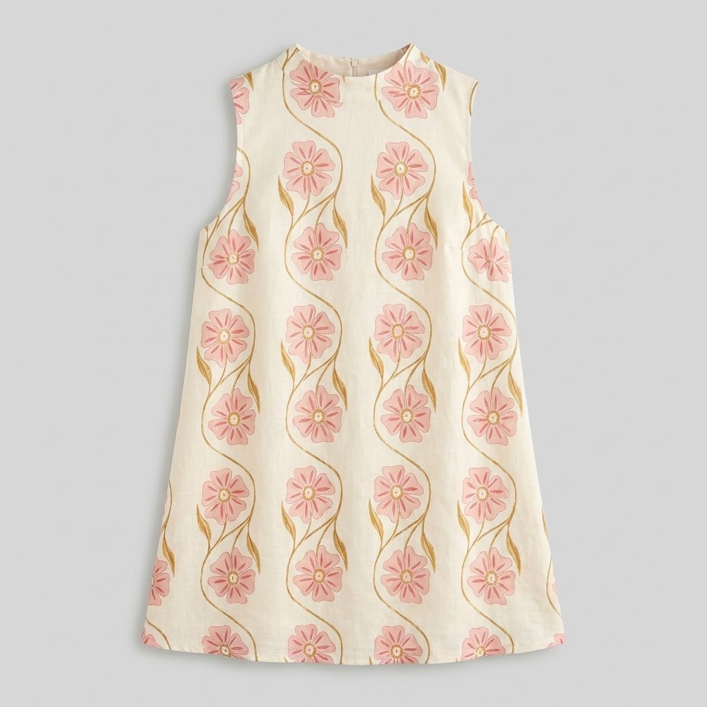 Rosa Womens Dress | Romantic Print, Linen Viscose, Sleeveless 2