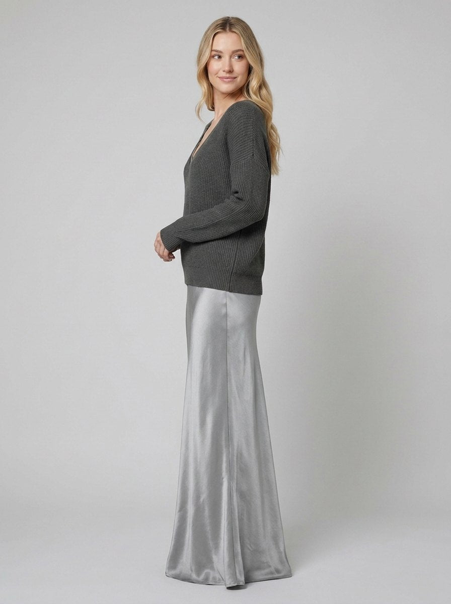 Sarina Women's Dress Set | Satin Midi with Matching Sweater 4