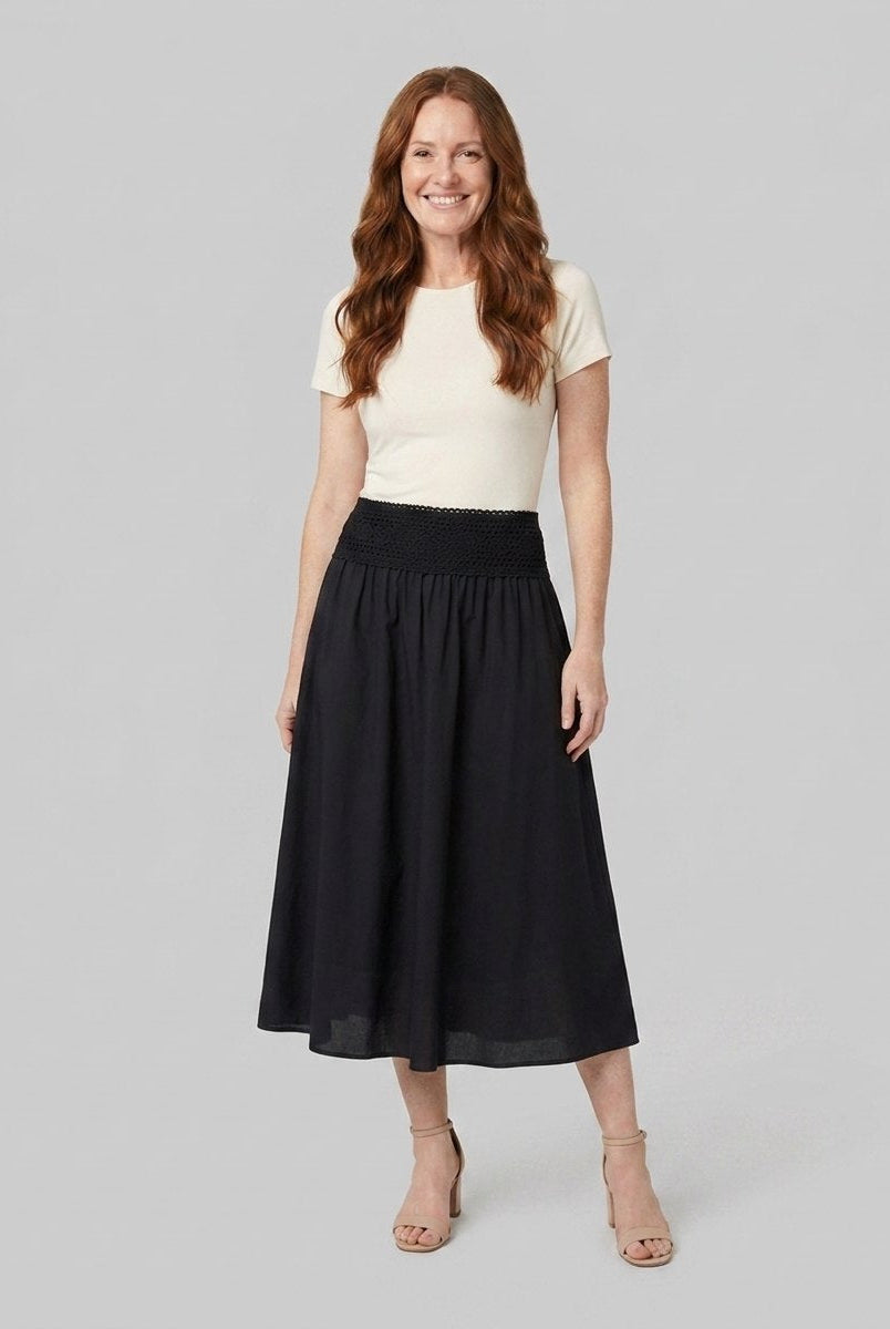 Sasha Midi Skirt | Lightweight Cotton Poplin, A-Line Silhouette 0