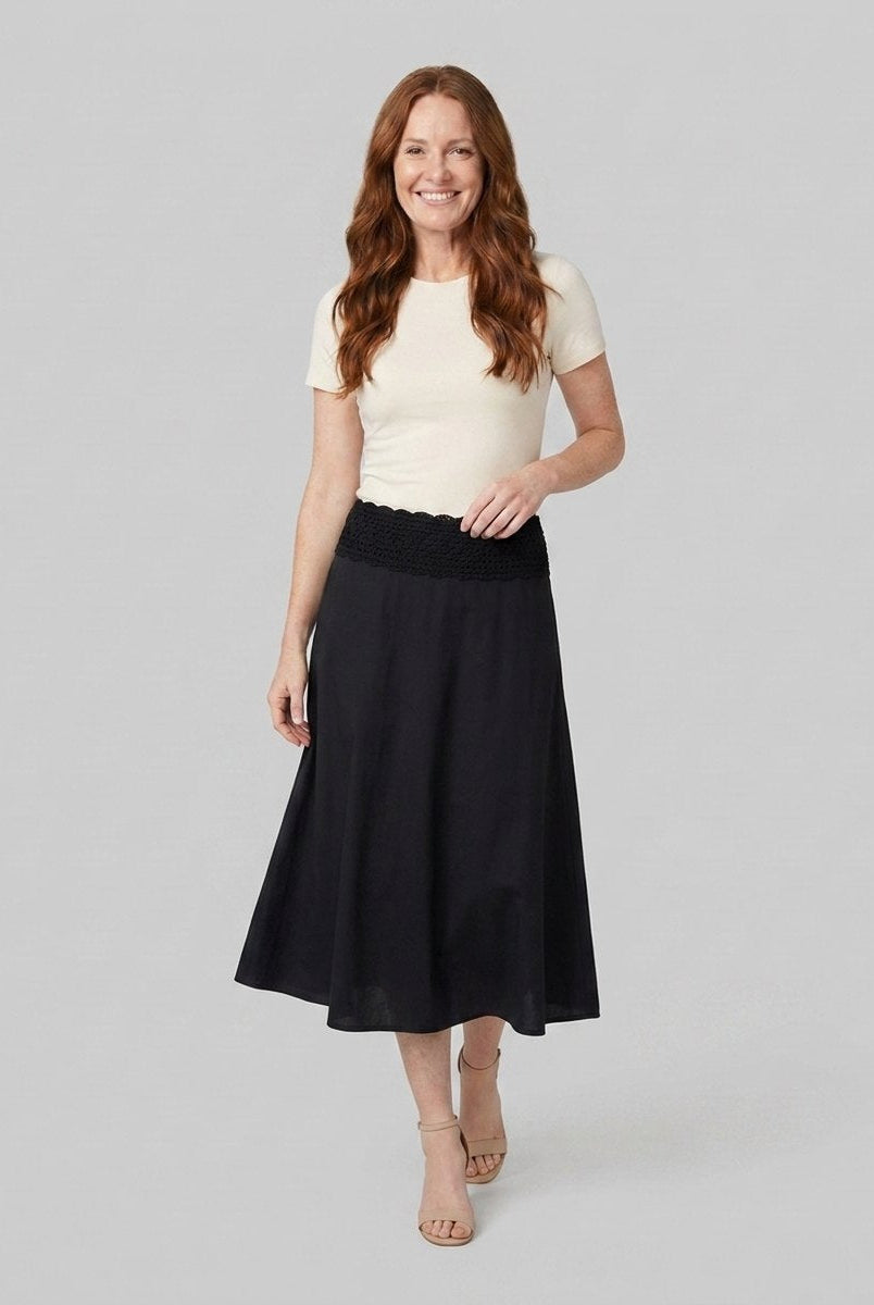 Sasha Midi Skirt | Lightweight Cotton Poplin, A-Line Silhouette 1