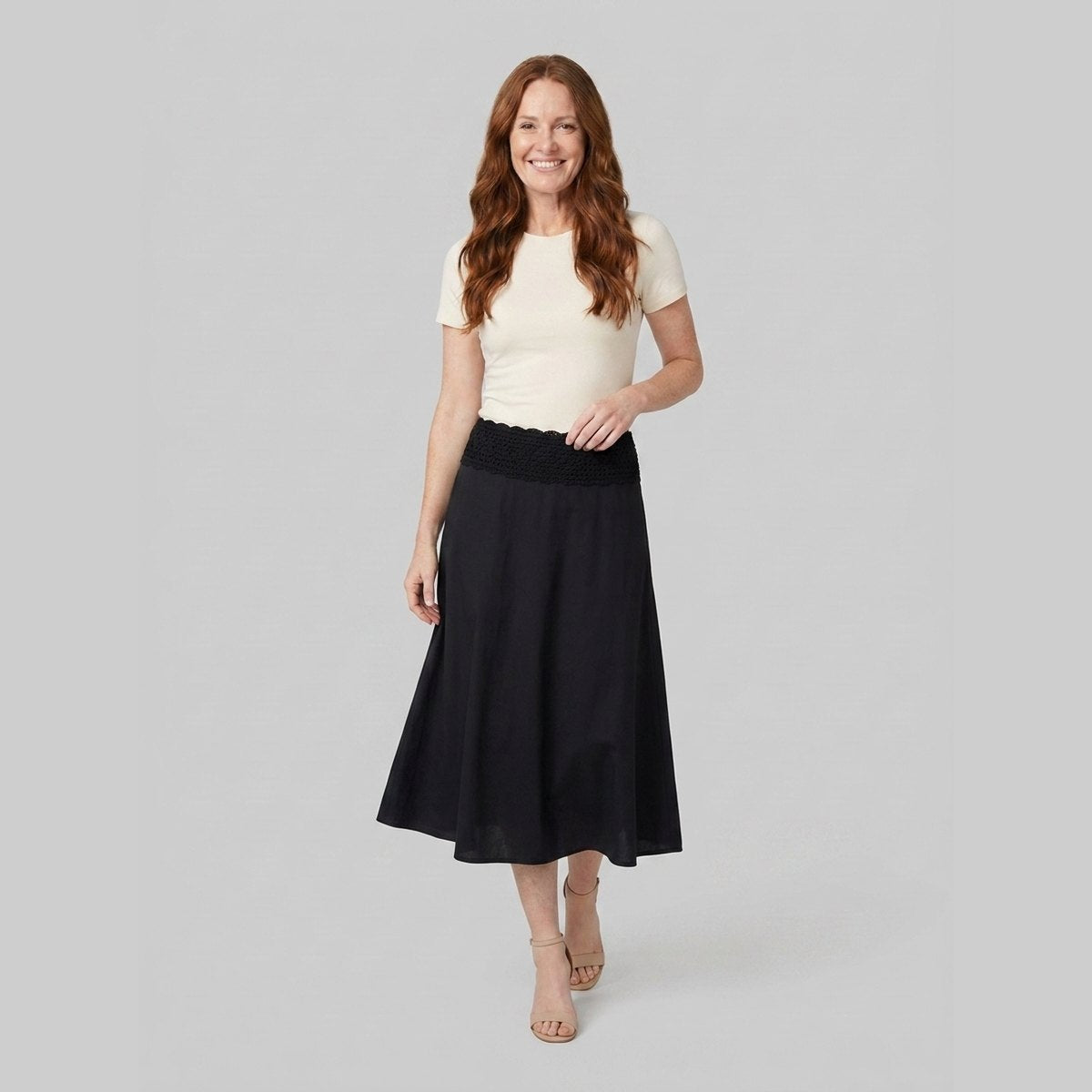 Sasha Midi Skirt | Lightweight Cotton Poplin, A-Line Silhouette 1