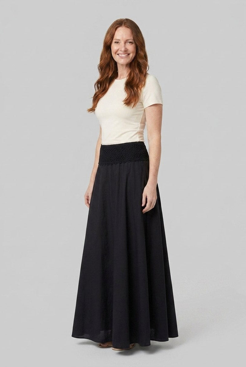 Sasha Midi Skirt | Lightweight Cotton Poplin, A-Line Silhouette 2