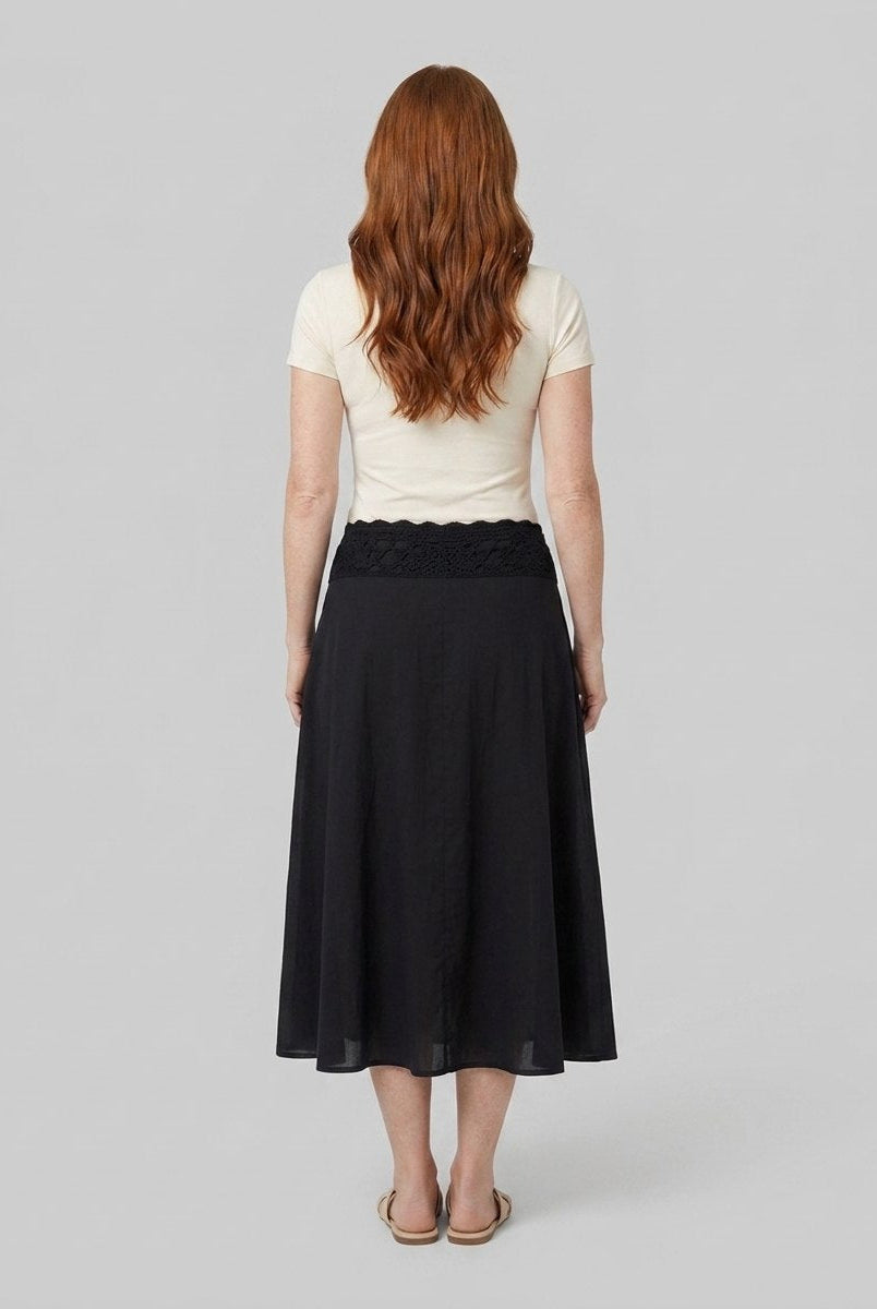 Sasha Midi Skirt | Lightweight Cotton Poplin, A-Line Silhouette 3