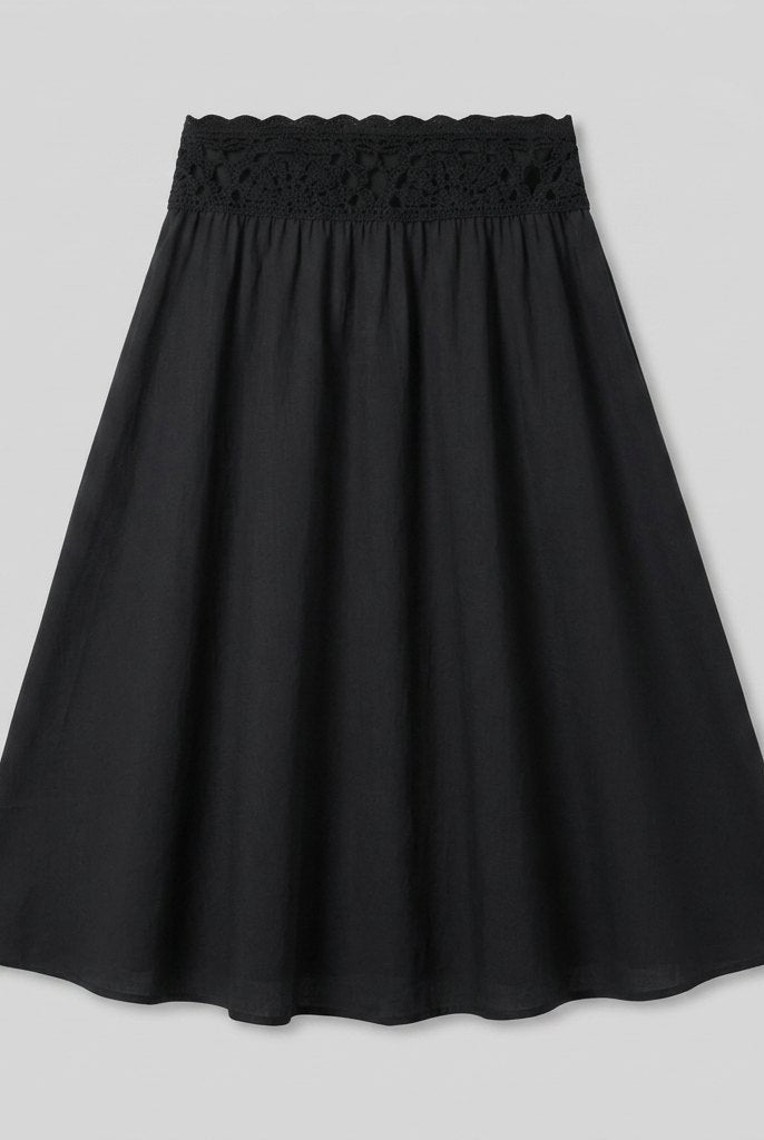Sasha Midi Skirt | Lightweight Cotton Poplin, A-Line Silhouette 4