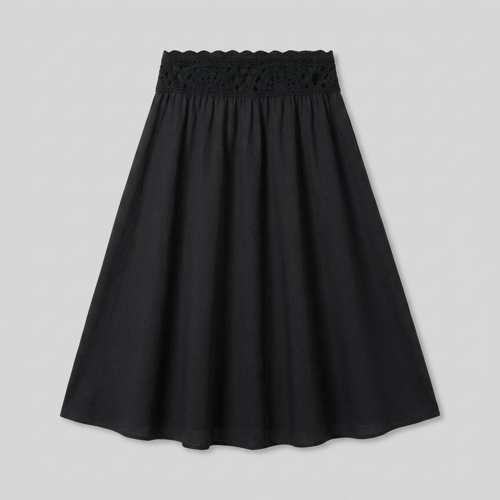 Sasha Midi Skirt | Lightweight Cotton Poplin, A-Line Silhouette 4