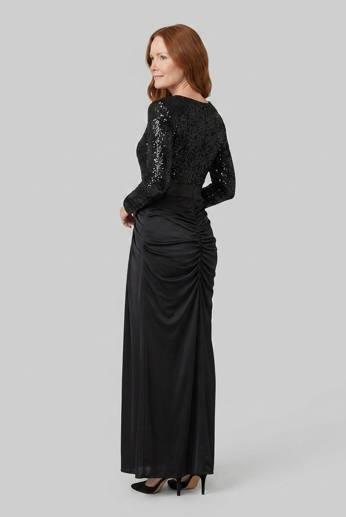 Serena Maxi Dress | Long Sleeve, Sequin Spliced, Floor-Length 2