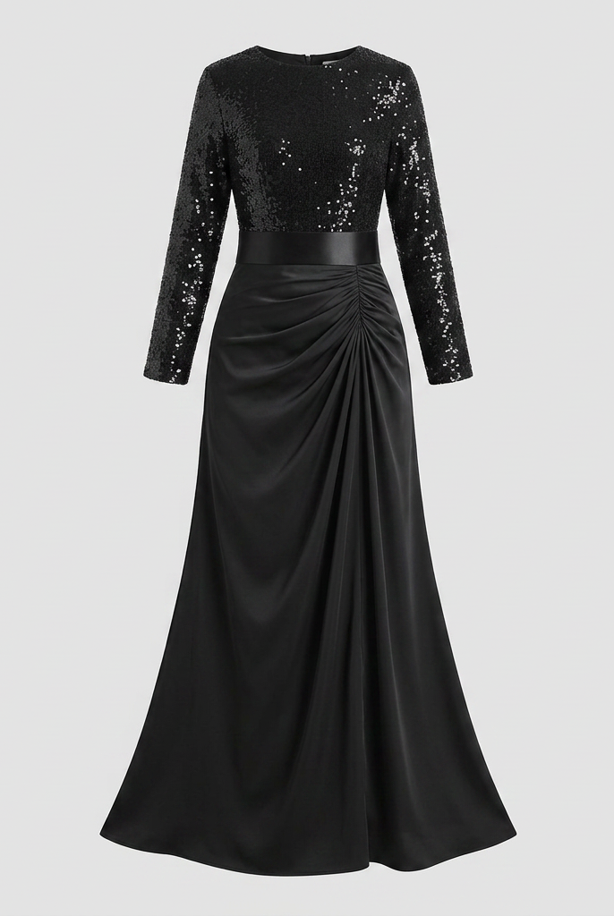 Serena Maxi Dress | Long Sleeve, Sequin Spliced, Floor-Length 3