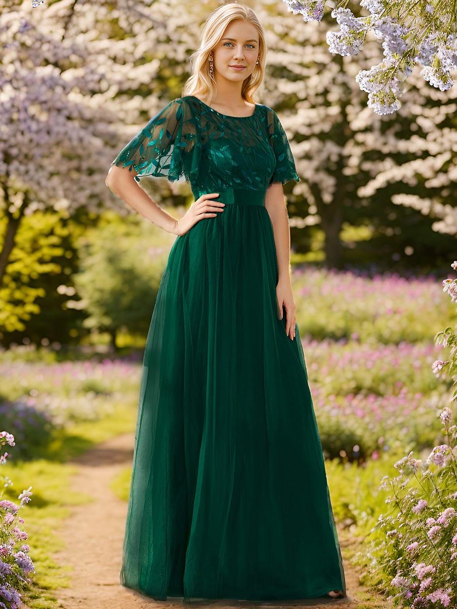 Serena Maxi Dress | Sequin Bodice, Tulle Skirt, Plus Size Available, Short Sleeves 10