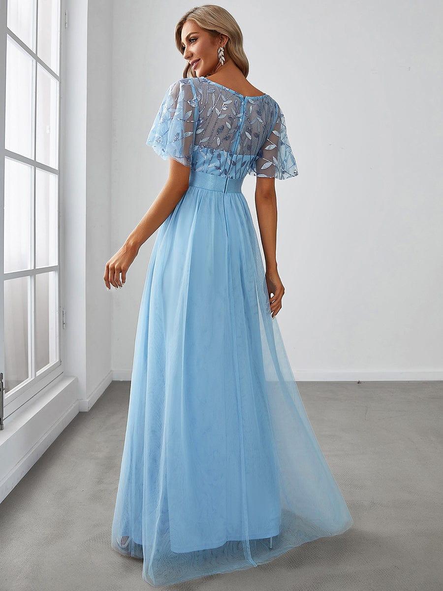 Serena Maxi Dress | Sequin Bodice, Tulle Skirt, Plus Size Available, Short Sleeves 2