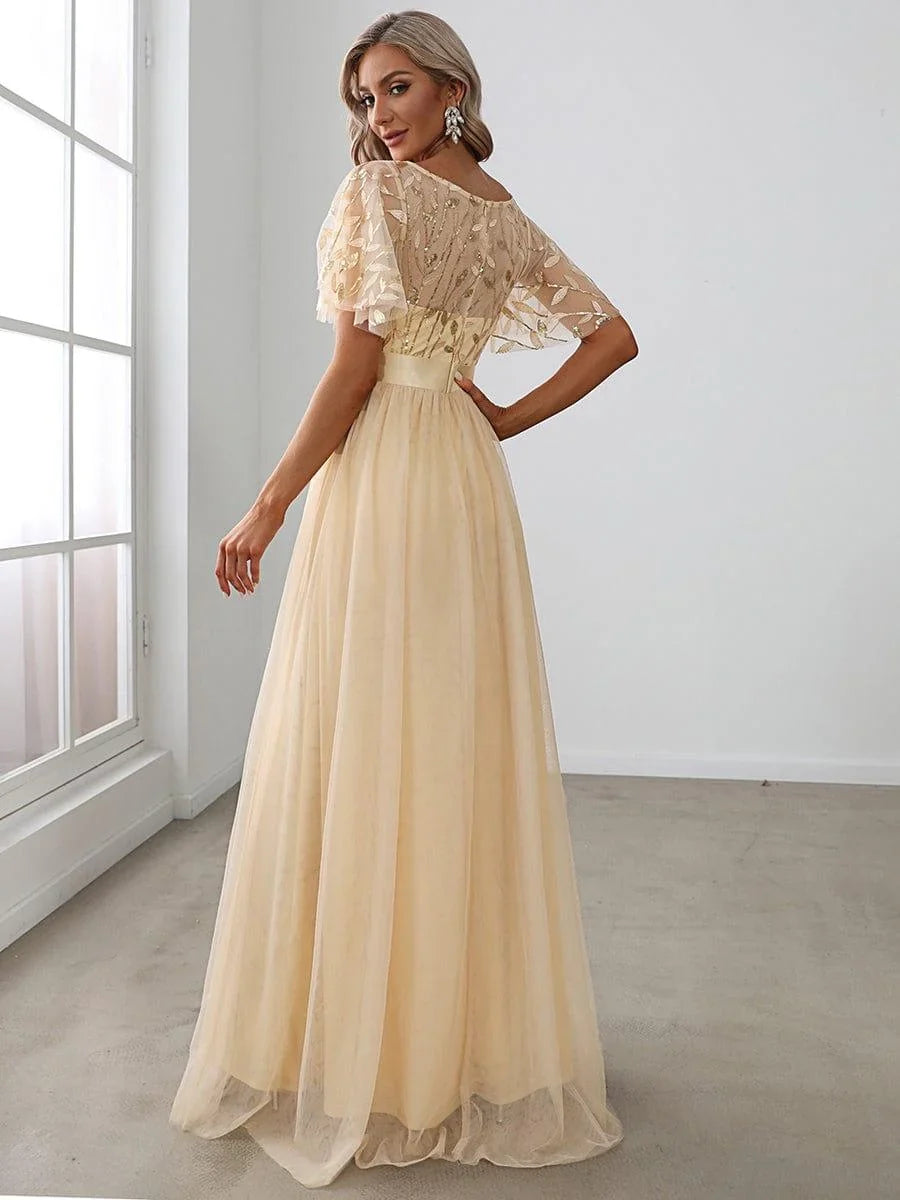 Serena Maxi Dress | Sequin Bodice, Tulle Skirt, Plus Size Available, Short Sleeves 6