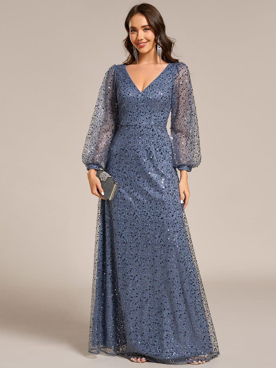Sierra Evening Dress | Sequin V-Neck A-Line Gown for Women 11