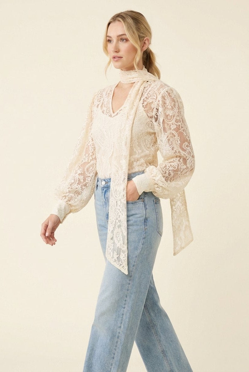 Sierra Lace Shirt | Women's Long Sleeve V Neck, Loose Fit 1