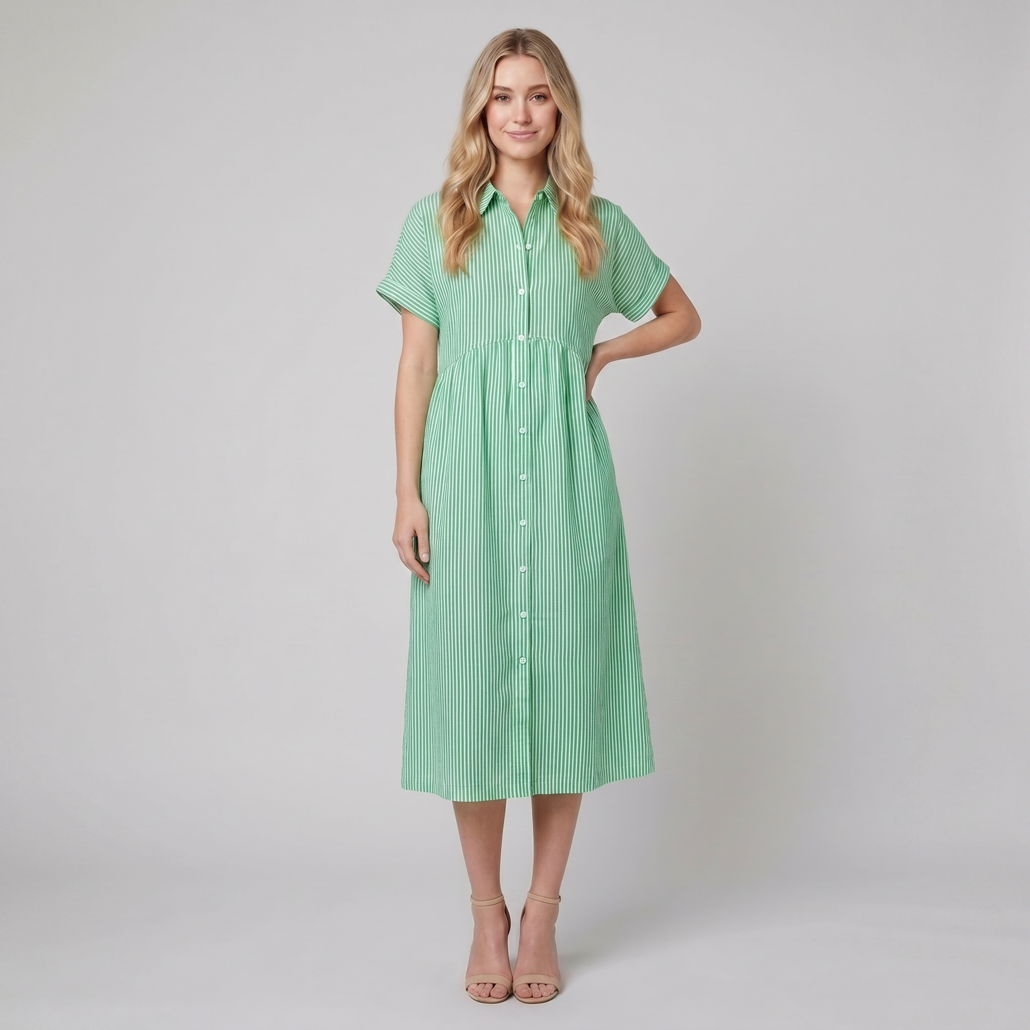 Sierra Shirt Dress | Soft Cotton Blend, Striped Design for Women 4