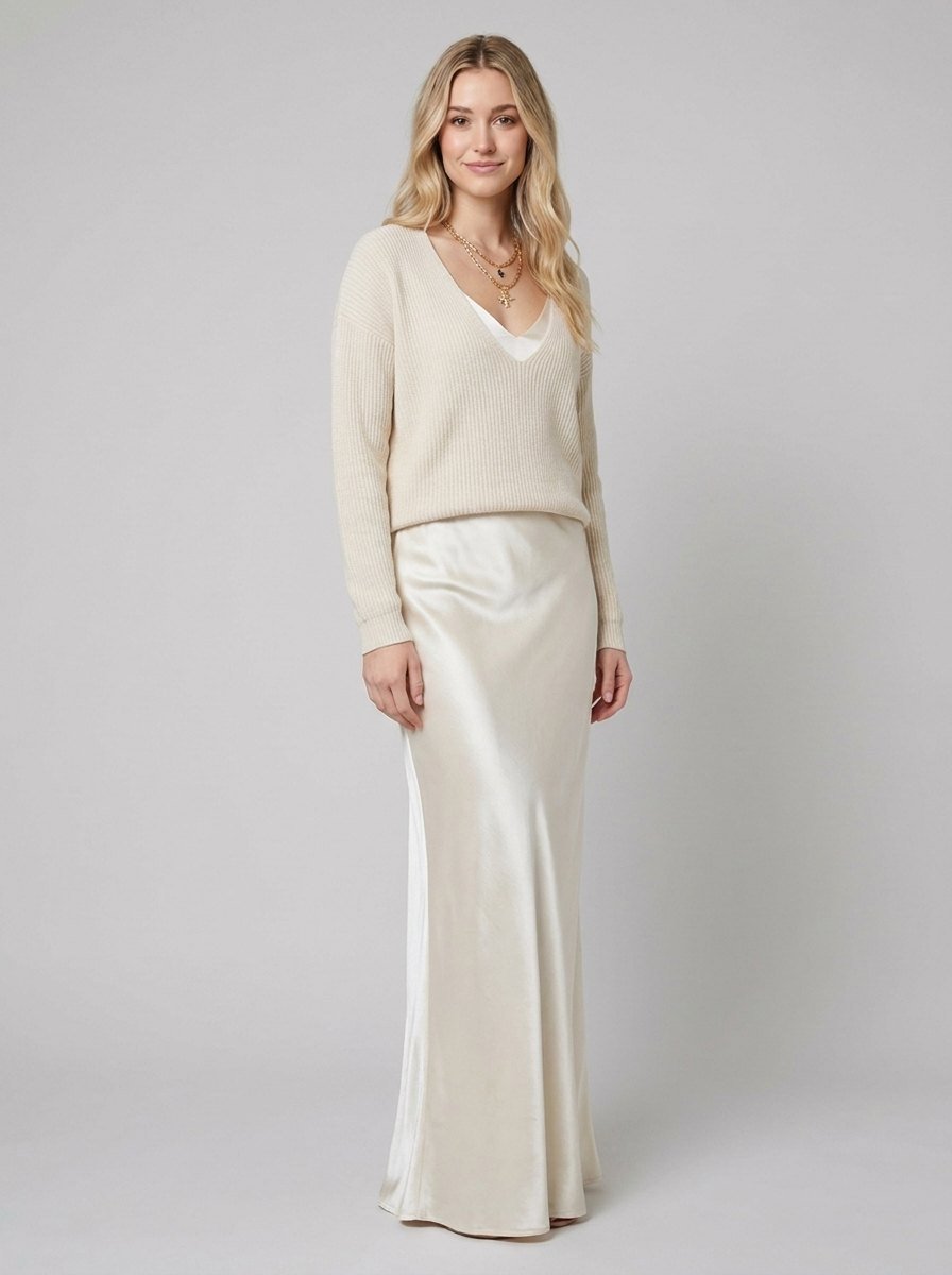 Sierra Women's Dress | Satin Midi with Matching Sweater 1