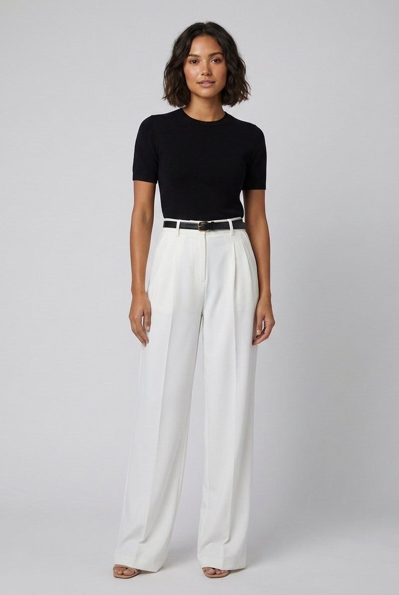 Sola Wide Leg Trousers | Flowy Woven Fabric, Regular Fit 0