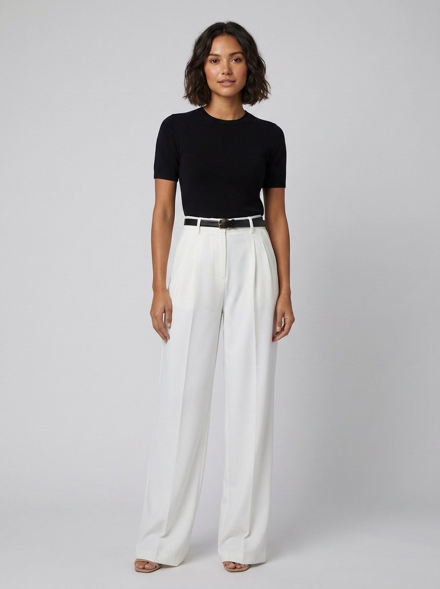 Sola Wide Leg Trousers | Flowy Woven Fabric, Regular Fit 0