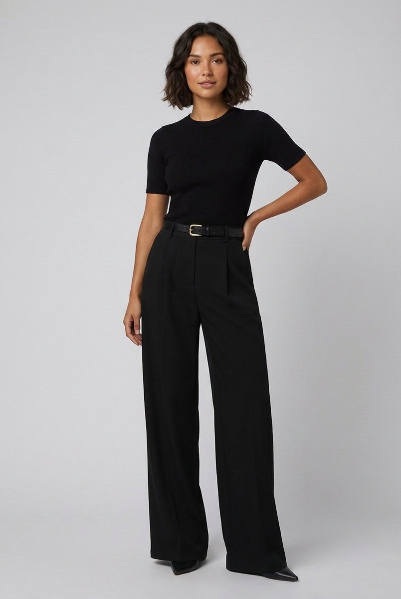 Sola Wide Leg Trousers | Flowy Woven Fabric, Regular Fit 1
