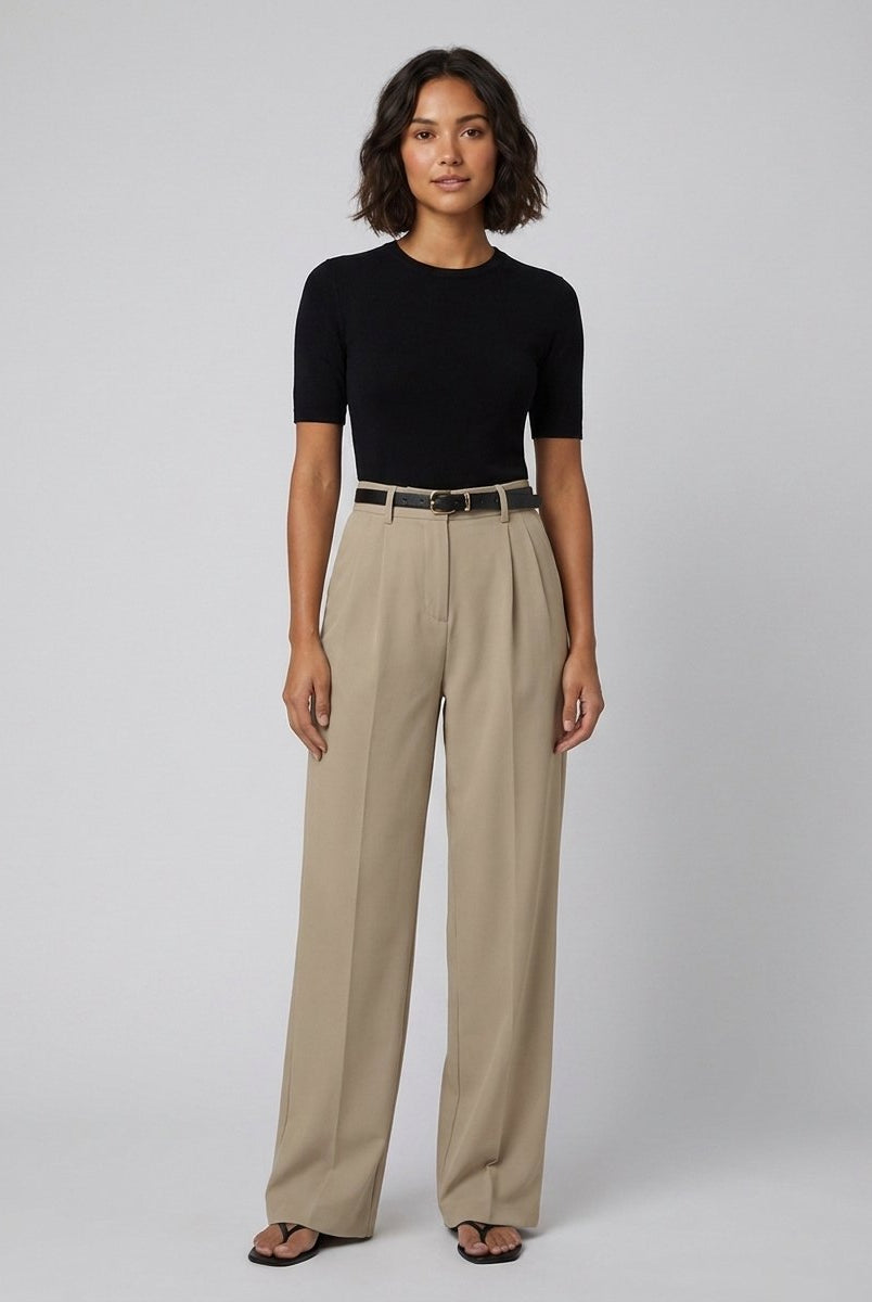 Sola Wide Leg Trousers | Flowy Woven Fabric, Regular Fit 2