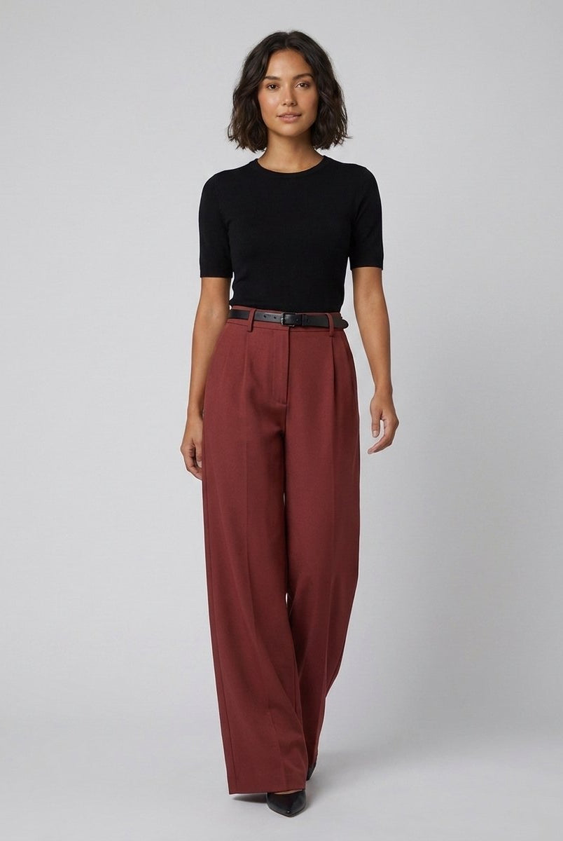 Sola Wide Leg Trousers | Flowy Woven Fabric, Regular Fit 3