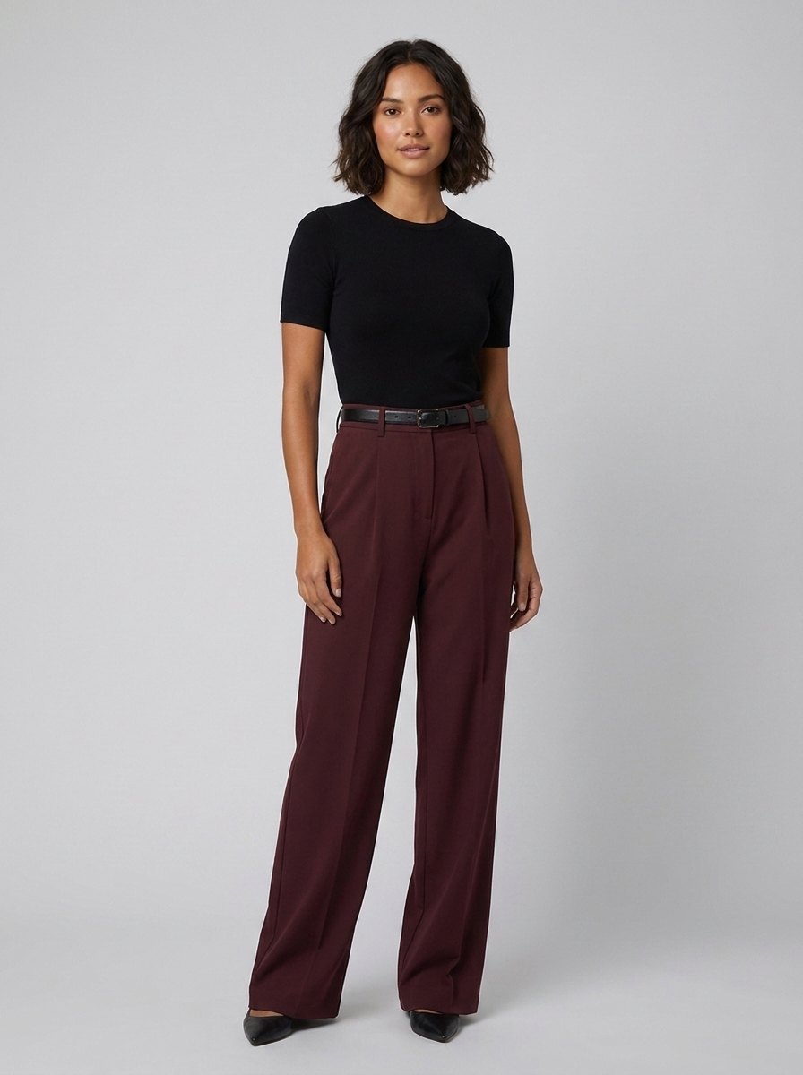 Sola Wide Leg Trousers | Flowy Woven Fabric, Regular Fit 4