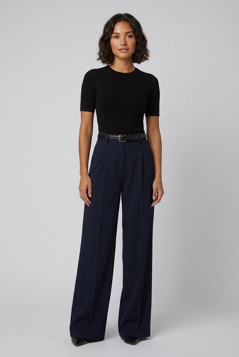 Sola Wide Leg Trousers | Flowy Woven Fabric, Regular Fit 5