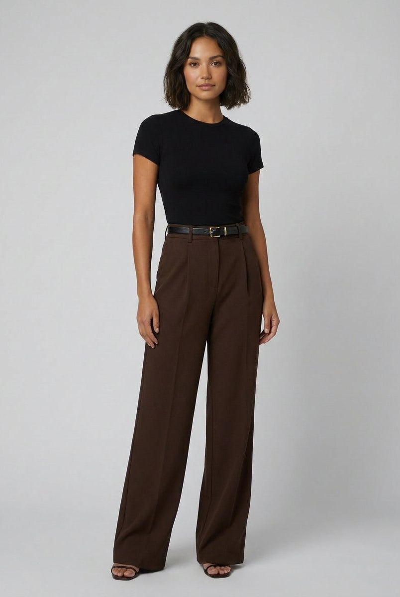 Sola Wide Leg Trousers | Flowy Woven Fabric, Regular Fit 6