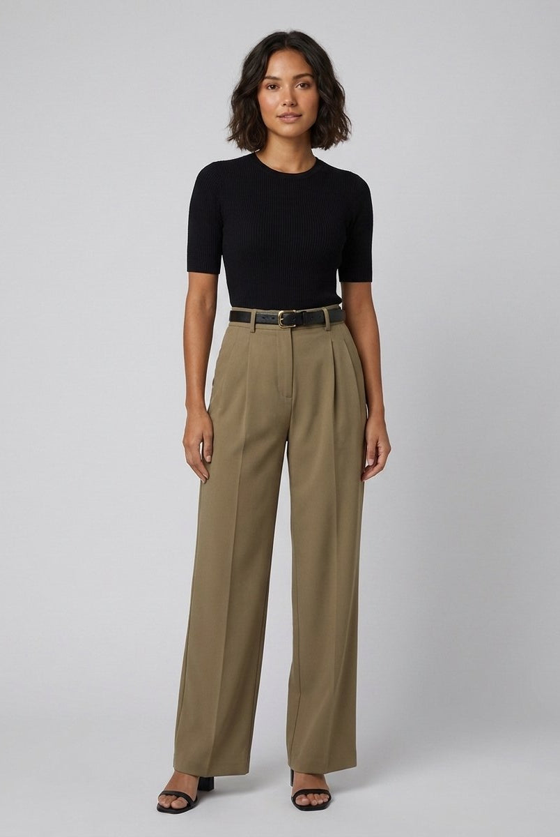 Sola Wide Leg Trousers | Flowy Woven Fabric, Regular Fit 8