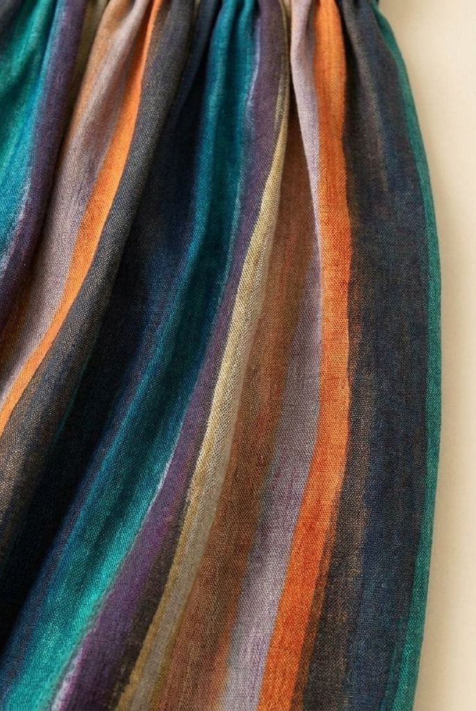 Sora A-Line Skirt | Striped Retro Print, Linen Blend 4