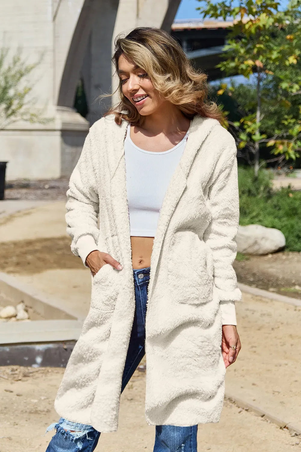 Talia Teddy Jacket | Hooded, Lightweight, Ribbed Cuffs 0
