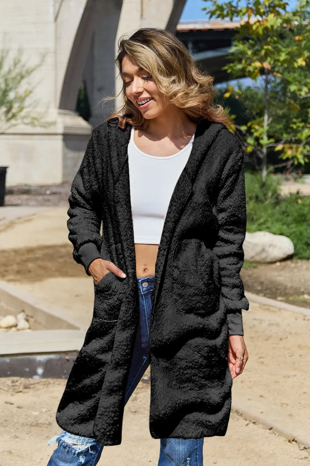 Talia Teddy Jacket | Hooded, Lightweight, Ribbed Cuffs 1