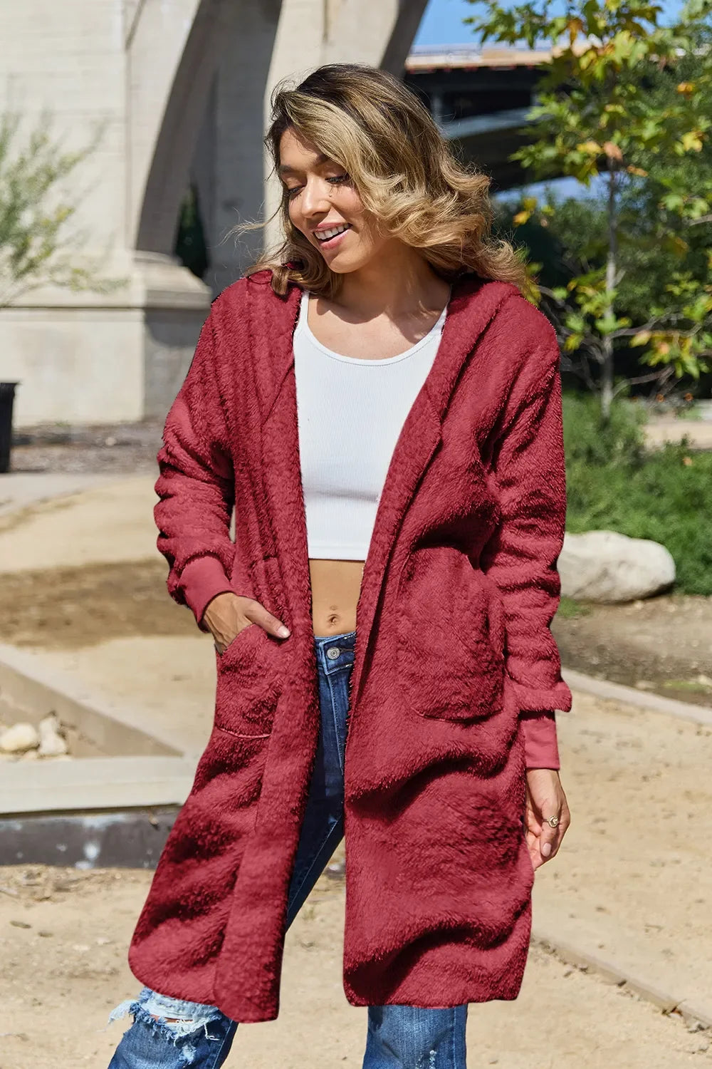 Talia Teddy Jacket | Hooded, Lightweight, Ribbed Cuffs 3