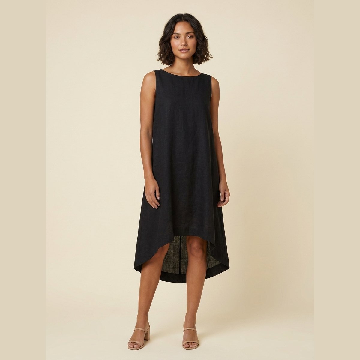 Talia Women's Dress | Lightweight Linen, Asymmetrical Hem, Relaxed Fit 0