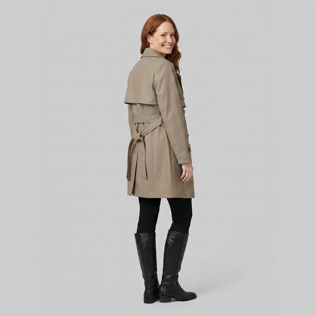 Talia Women's Trench Coat | Water-Repellent, Belted Waist Design 4