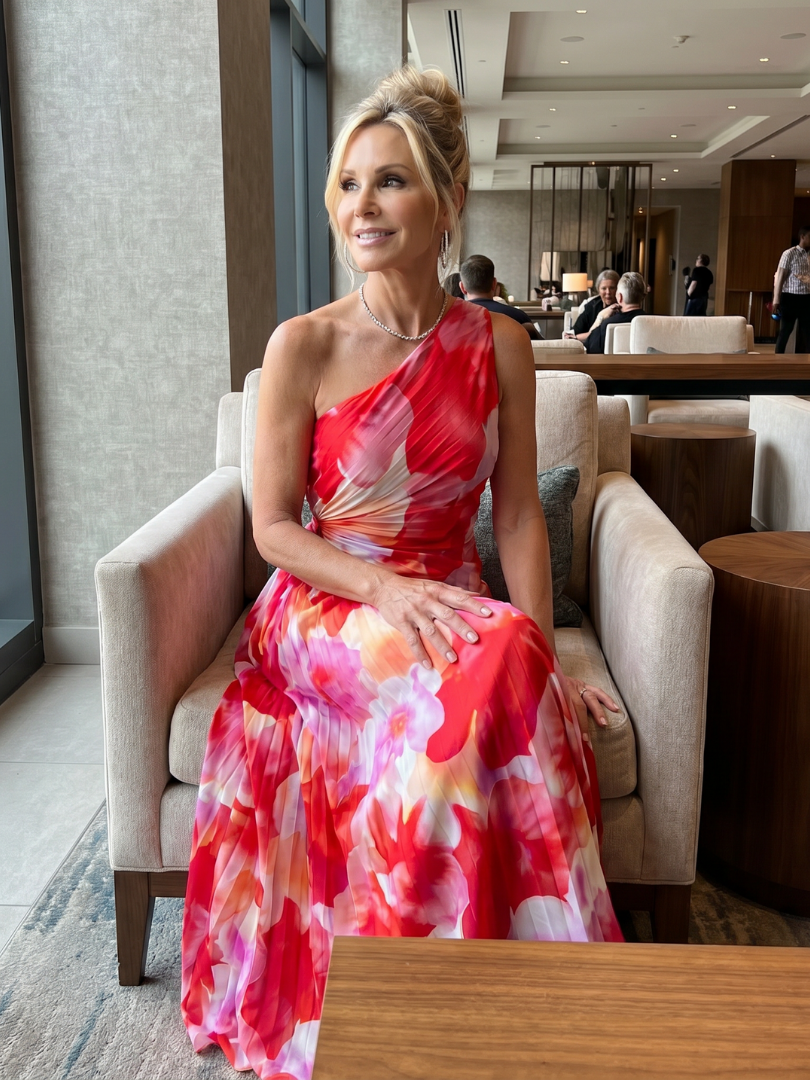 Taya Midi Dress | One Shoulder, Pleated Bodice, Ideal for Wedding Guests and Summer Events 4