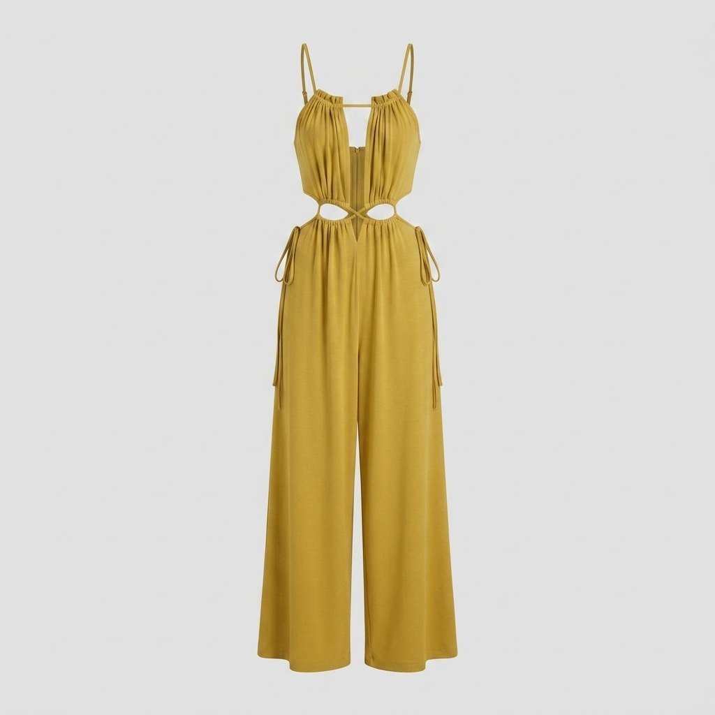 Tina Black Jumpsuit Women | Elegant Cut-Out, Soft Fabric, Adjustable Tie Front 0