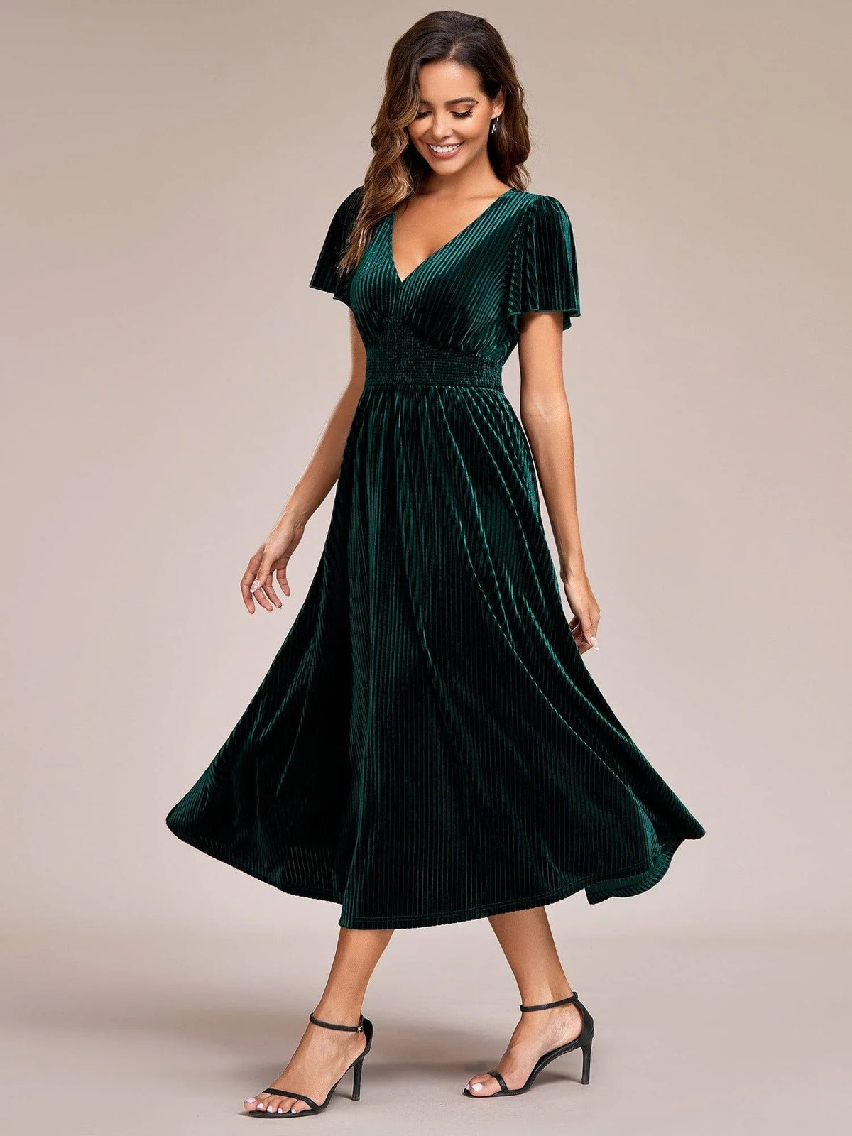 Vela Velvet Midi Dress | V-Neck, Plus Size Wedding Guest & Cocktail Dress 3
