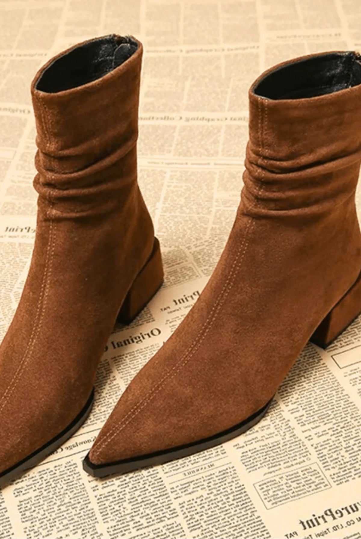 Vera Black Ankle Boots | Suede-Touch, Pointed Toe, Block Heel 0